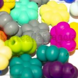 3 Fiori in Silicone Colori Vari 14x13mm