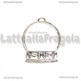 Ciondolo Bezel Palla di Neve in metallo silver plated 42x33mm