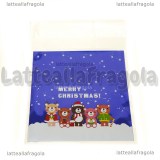 10 buste in plastica Orsetti Merry Chritmas con bordo adesivo 14x9.9cm