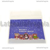 10 buste in plastica Orsetti Merry Chritmas con bordo adesivo 14x9.9cm