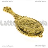 Ciondolo Specchio in metallo gold plated decorato in rilievo