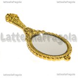 Ciondolo Specchio in metallo gold plated decorato in rilievo