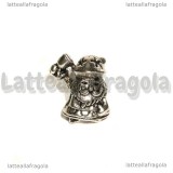 Babbo Natale foro largo in metallo argento antico 16x14mm