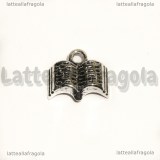 Charm Libro aperto in metallo argento antico 12x11mm