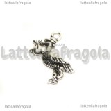 Ciondolo Cicogna in metallo argento antico 26x23mm