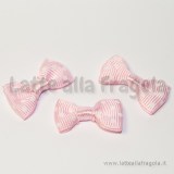 5 Fiocchi in Grosgrain Rosa a pois bianchi 30x15mm