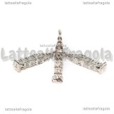 Charm 3D Big ben torre dell'orologio in metallo argentato 25x5mm