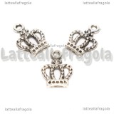 Charm Corona in metallo argento antico 14x10mm