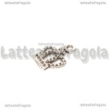 Charm Corona in metallo argento antico 14x10mm