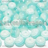 10 Perle in acrilico righe azzurre 8mm