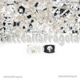 100 pezzi (50 paia) Farfalline per orecchini in metallo Silver Plated 6x4mm